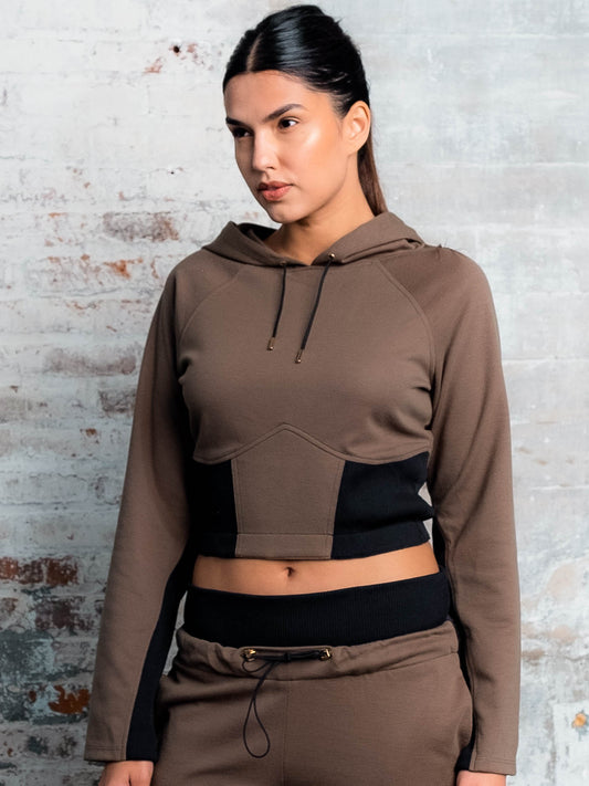 Crop Block Pullover Hoodie