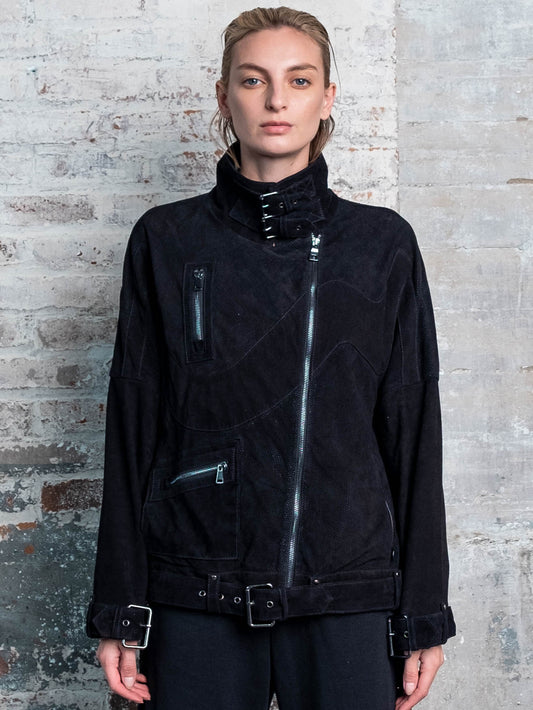 Packable Suede Moto Jacket