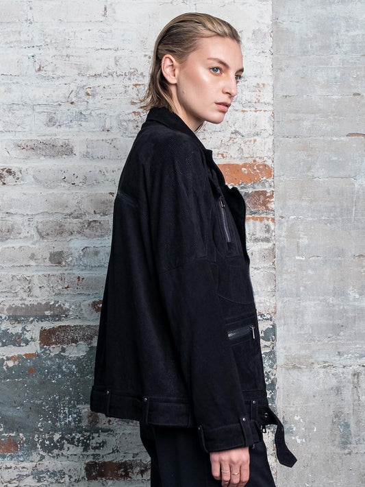 Packable Suede Moto Jacket