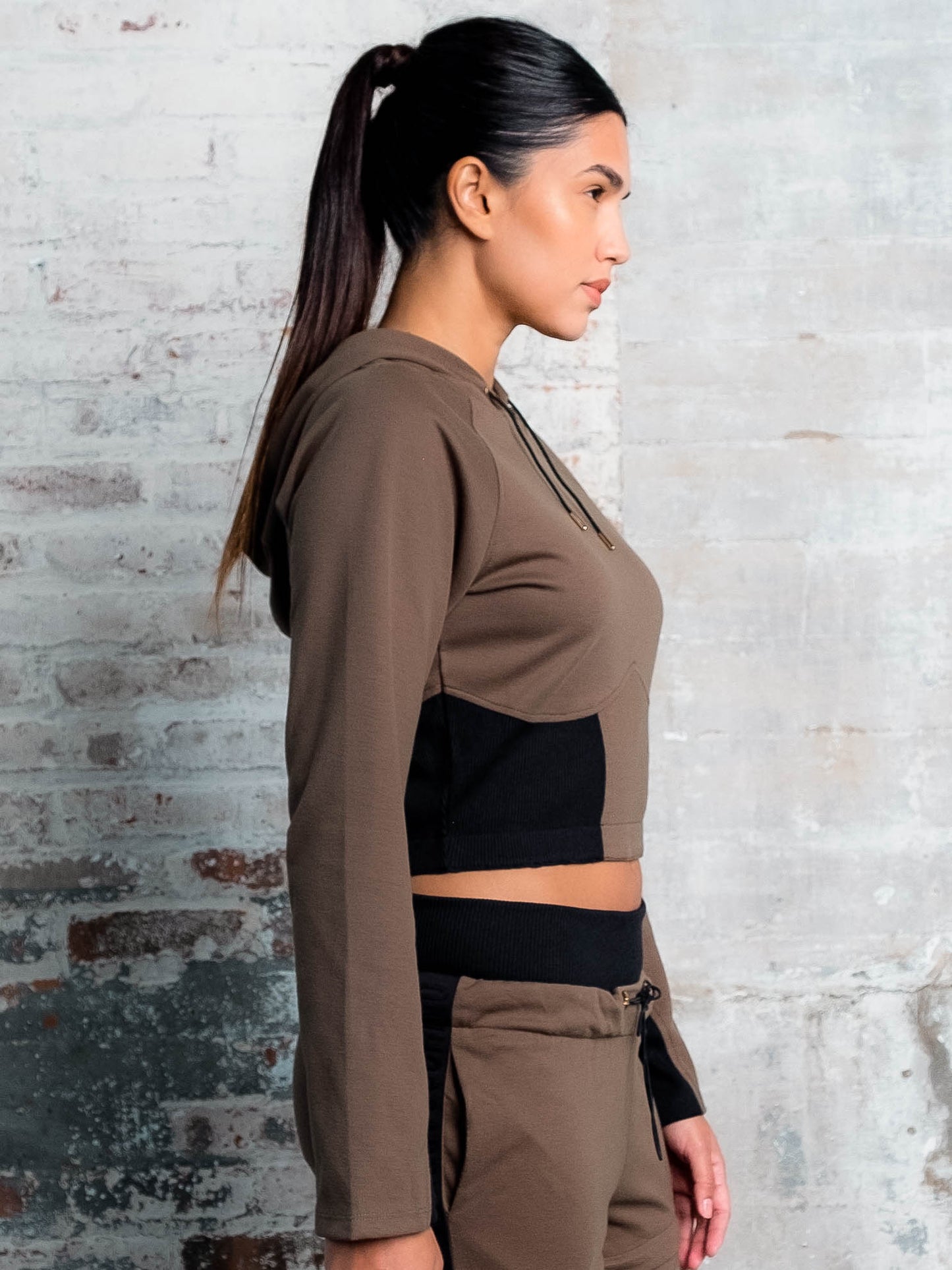 Crop Block Pullover Hoodie
